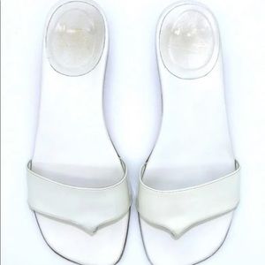Christian LouBoutin White Patient Leather Sandal Slide Shoe Block Heel 36 Duster
